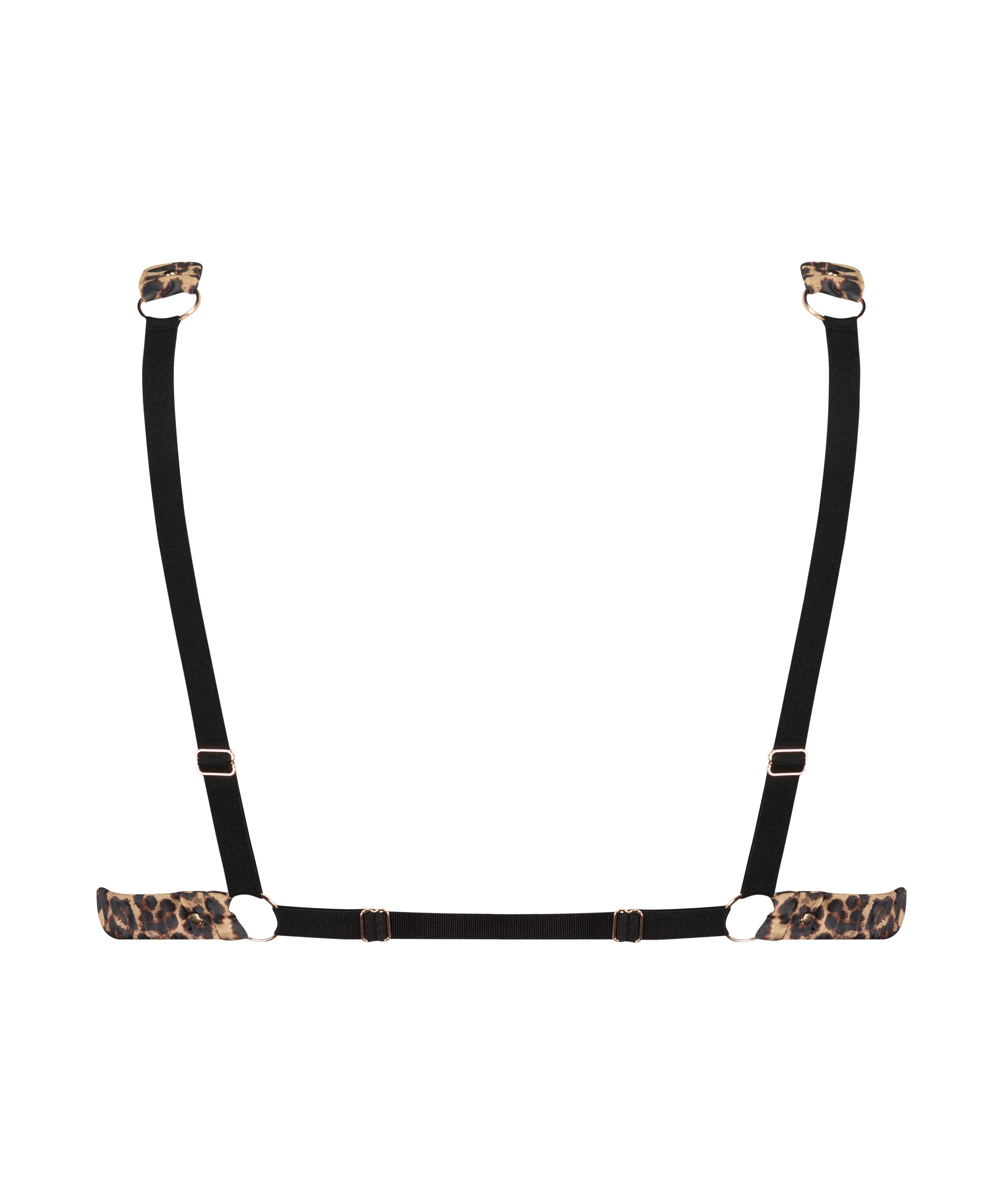 Leopardm&ouml;nstrad bralette Satin, Svart, main