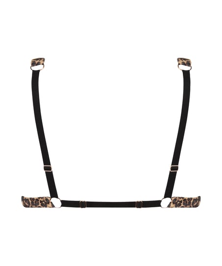 Leopardm&ouml;nstrad bralette Satin, Svart