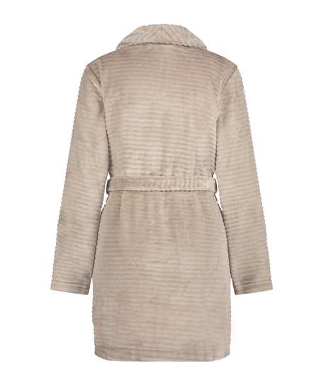 Ribbad badrock av fleece kort, Beige