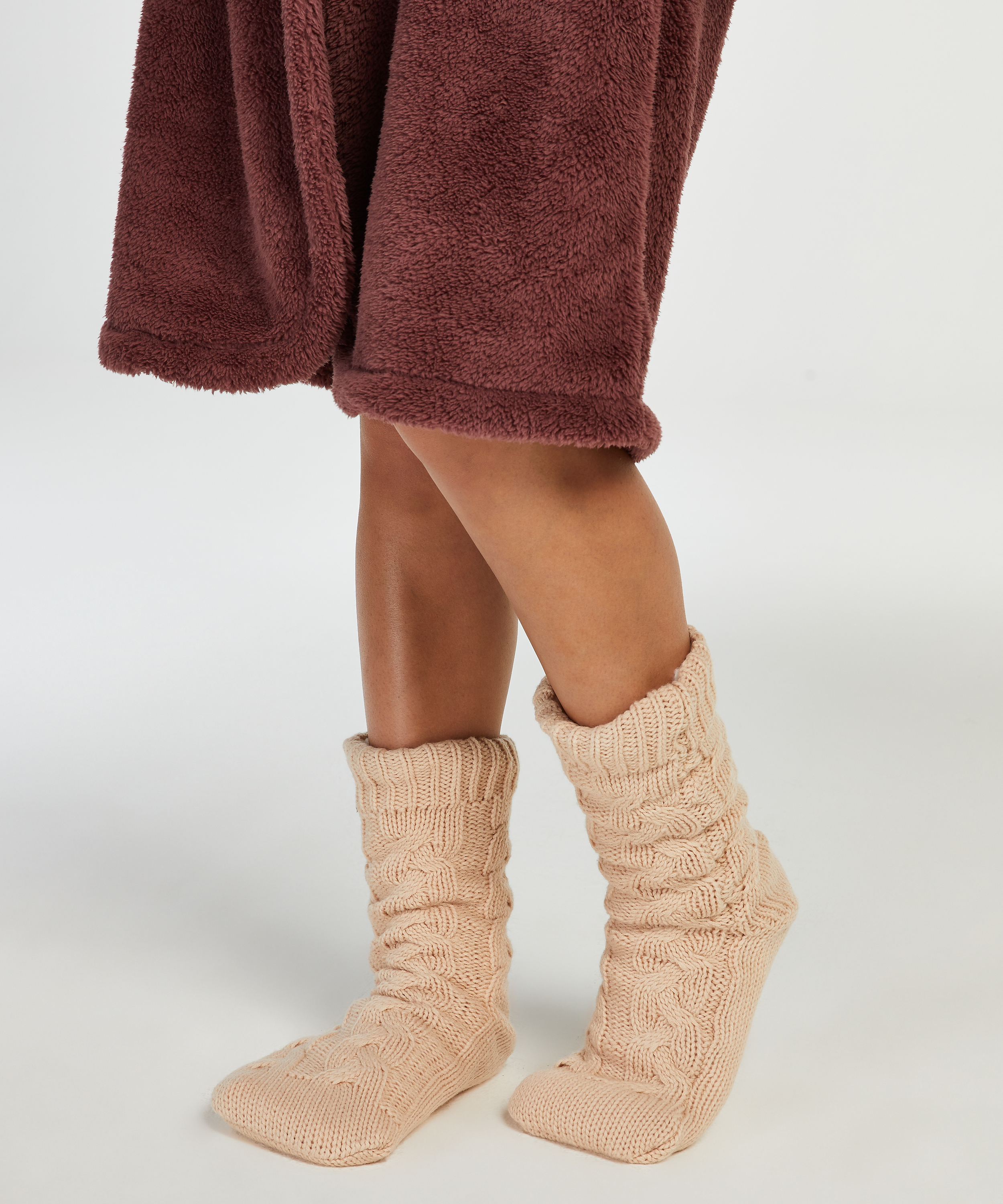 1 par stickade strumpor, Vit, main