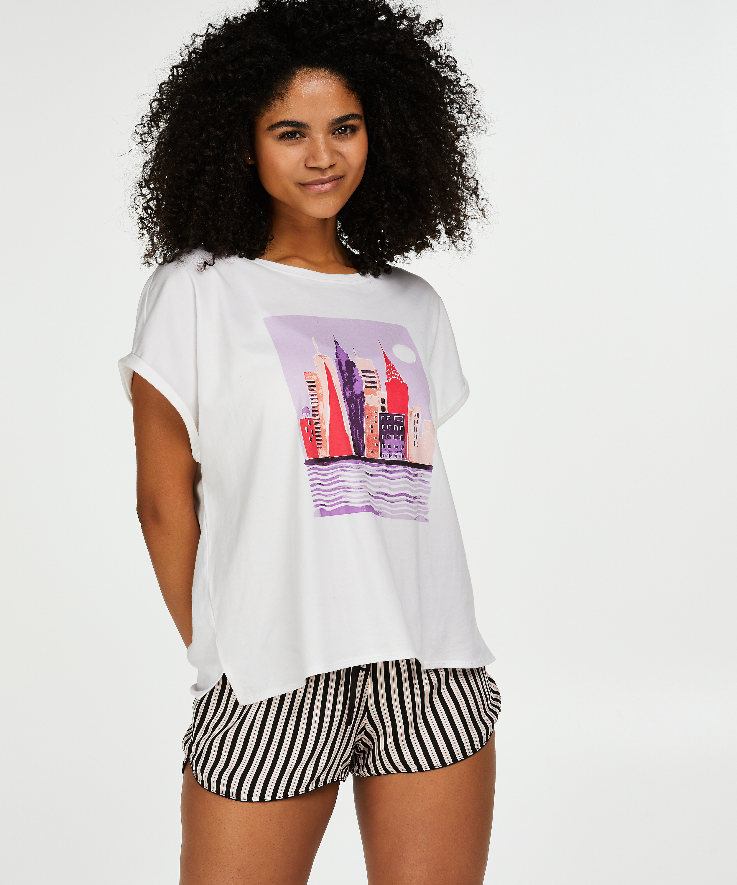 Kort pyjamaströja, Vit, main