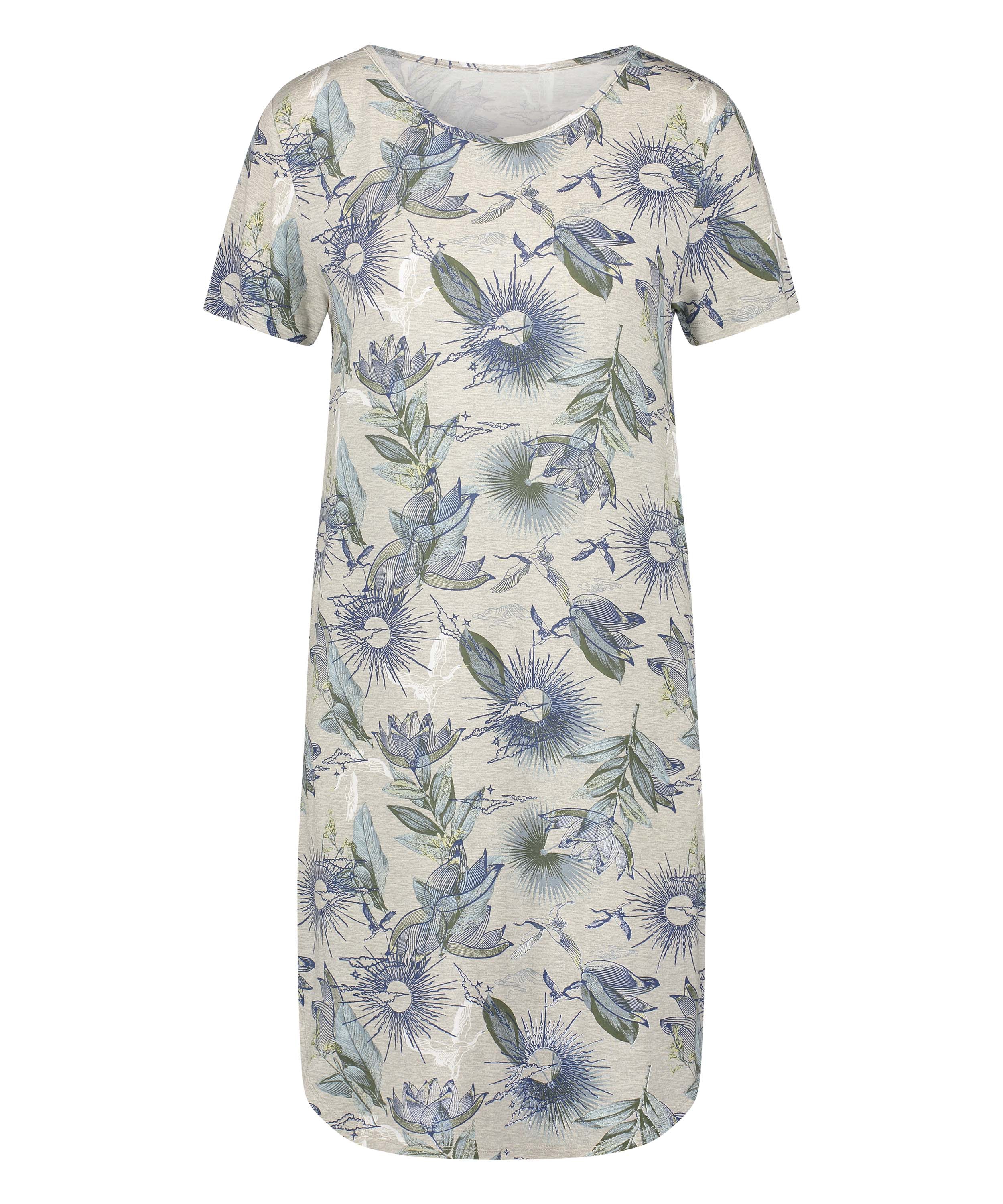 Kort&auml;rmad nattskjorta i jersey, Beige, main