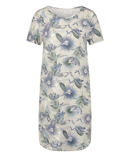 Kort&auml;rmad nattskjorta i jersey, Beige