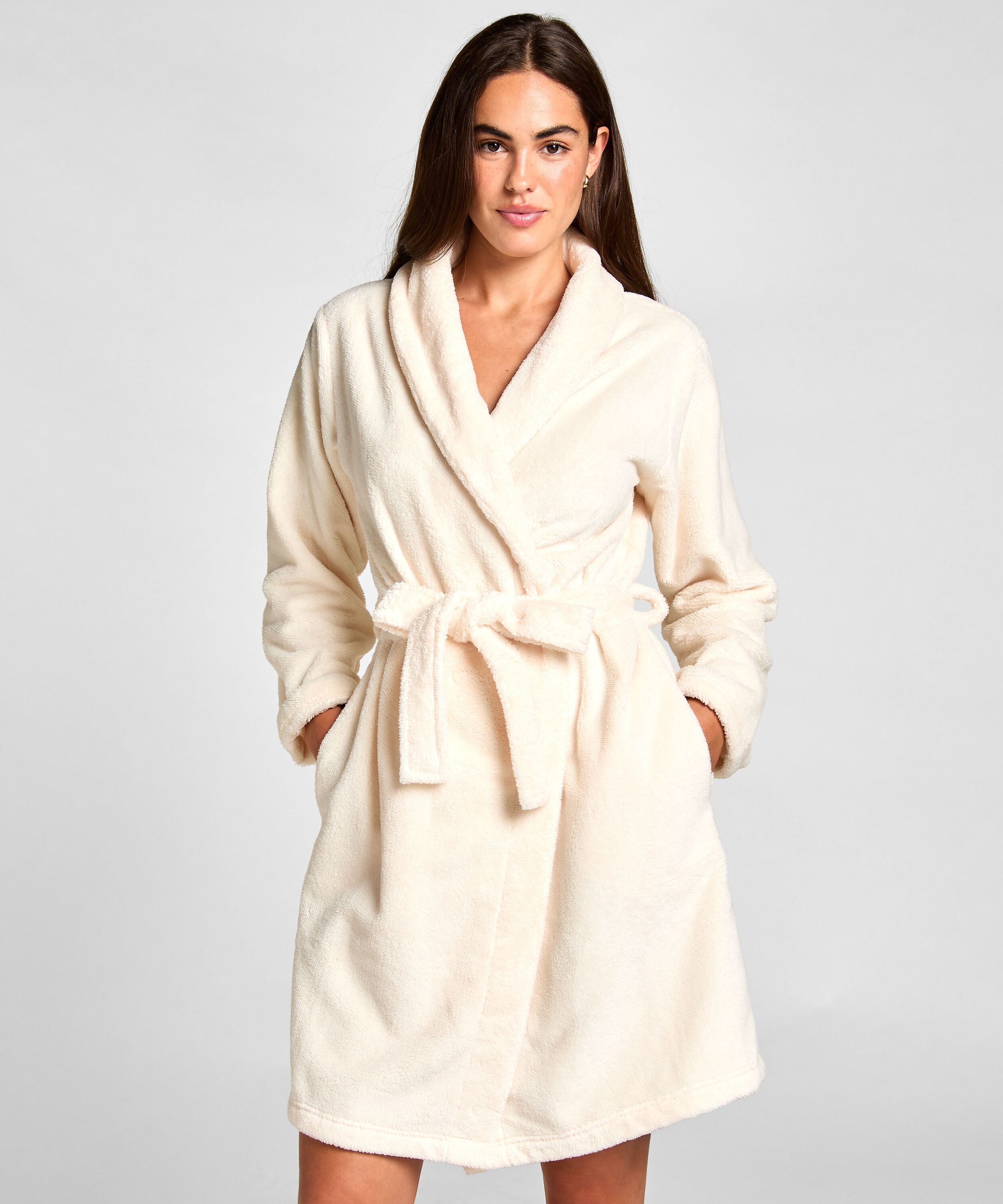 Morgonrock Fleece, Vit
