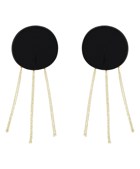 Bröstvårteskydd med diamantkedjor, Svart