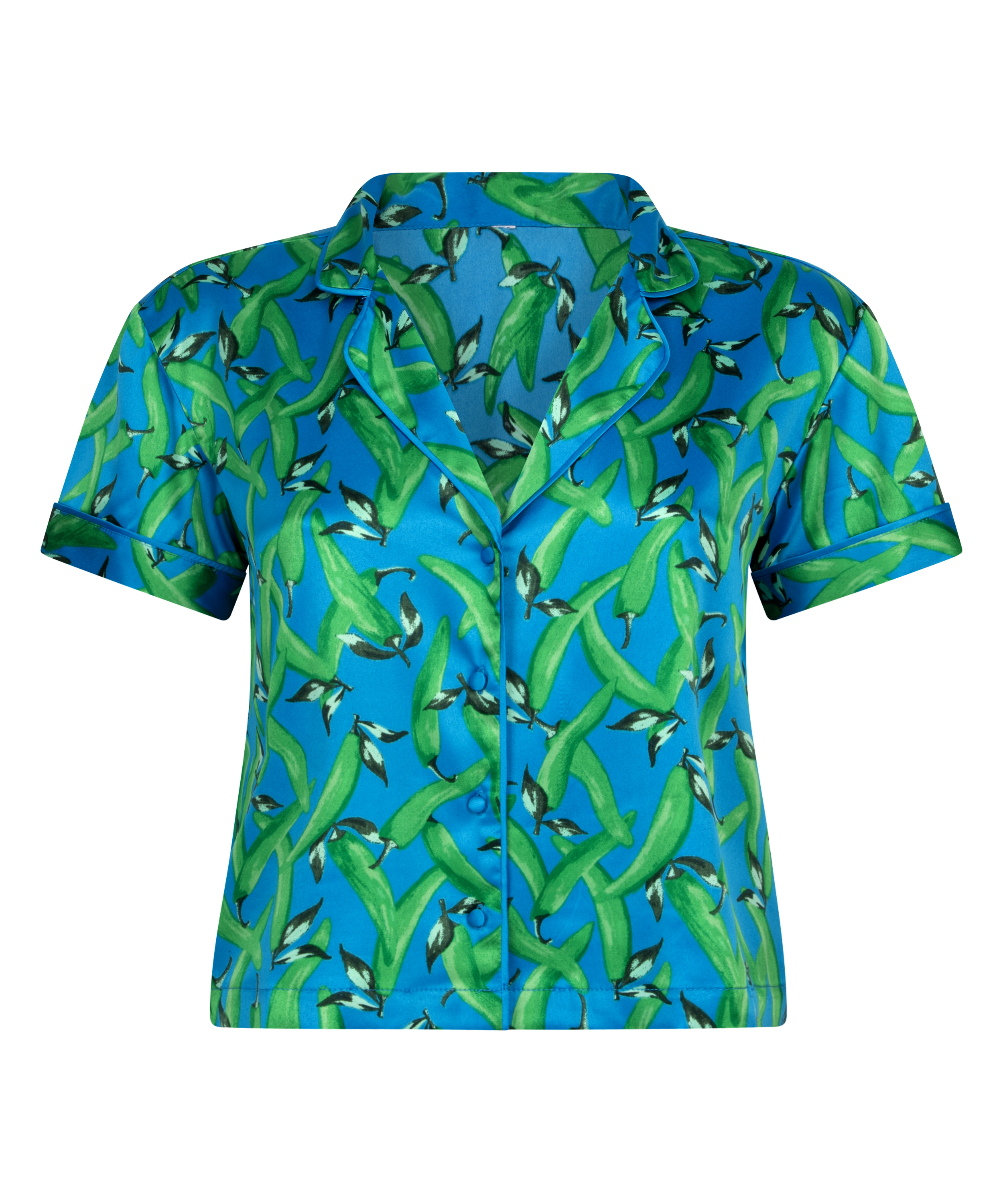 Kort&auml;rmad jacka i Satin, Bl&aring;, main