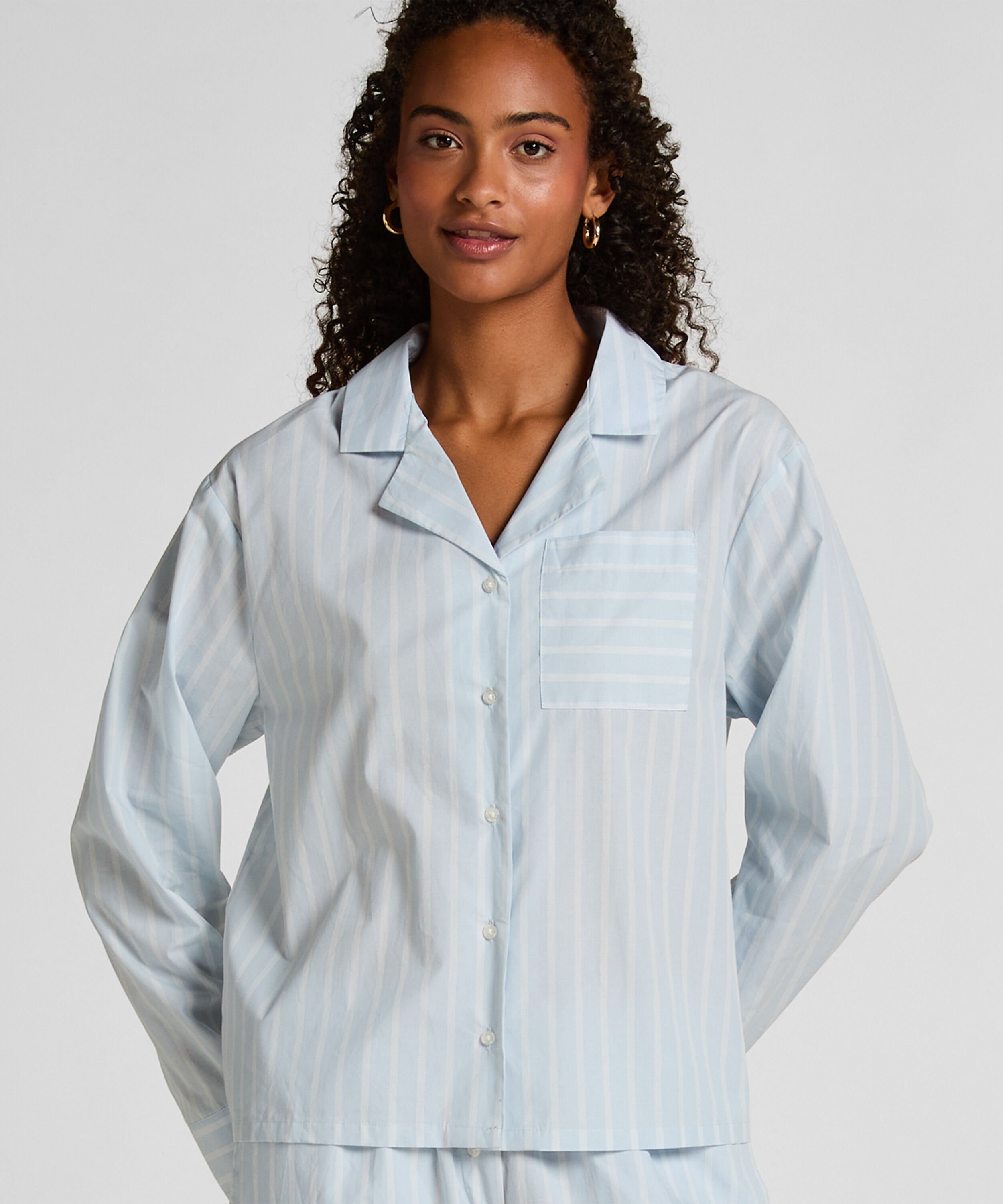 Randig jacka i vävd bomull, Blå Randig jacka i vävd bomull, Blå