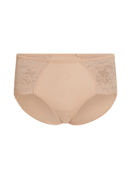 Superslip midi med spets, Beige
