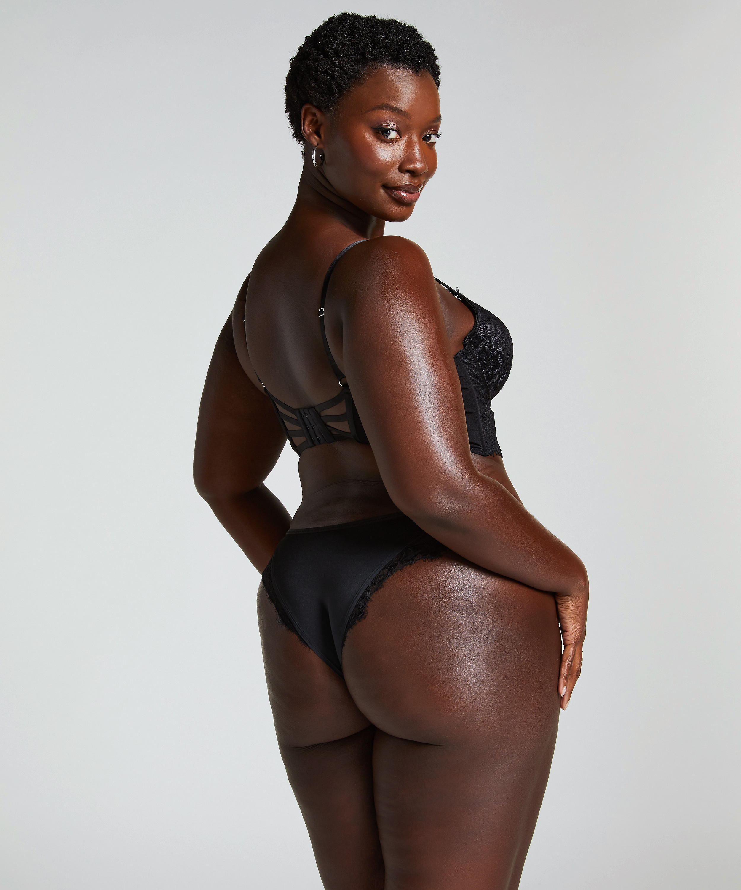 Formad longline push-up bygelbh Char, Svart, main