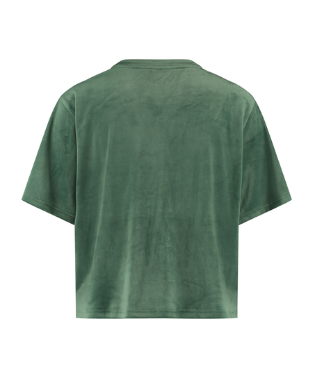 Top Velours Pocket, grön