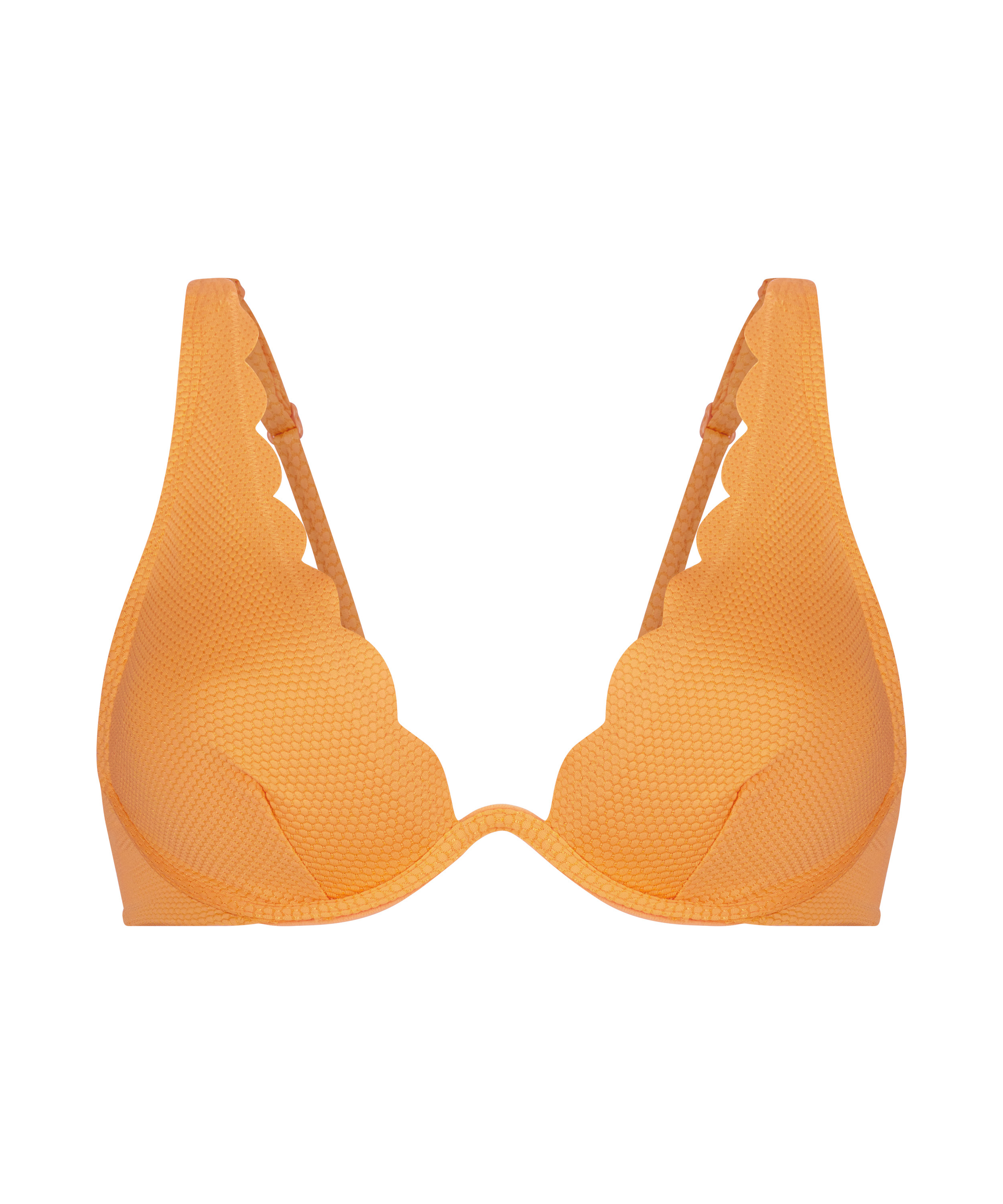 Scallop icke-formpressad bikiniöverdel med bygel, Orange, main