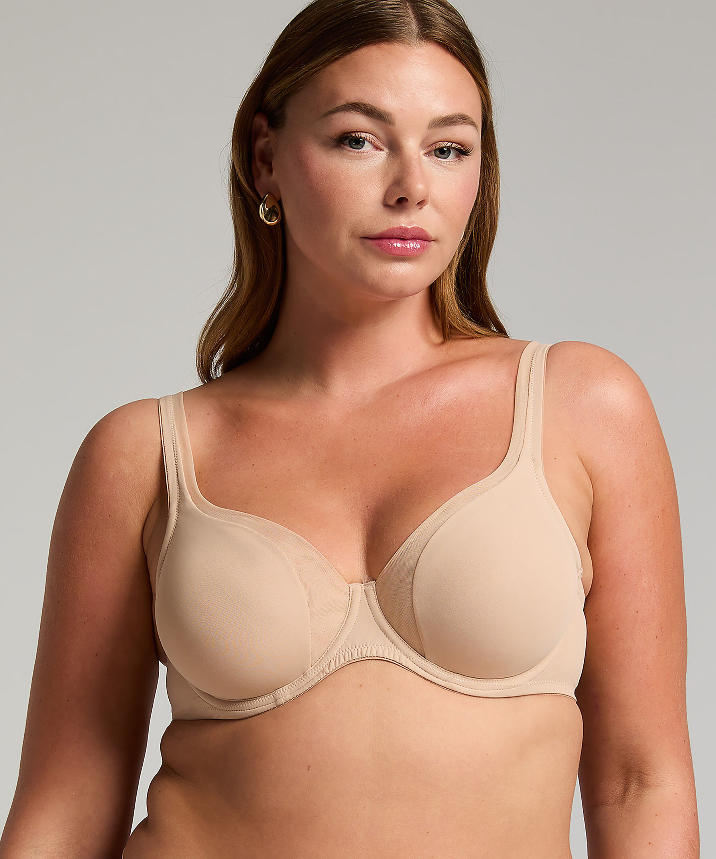 Icke formpressad bygel-bh Mesh, Beige