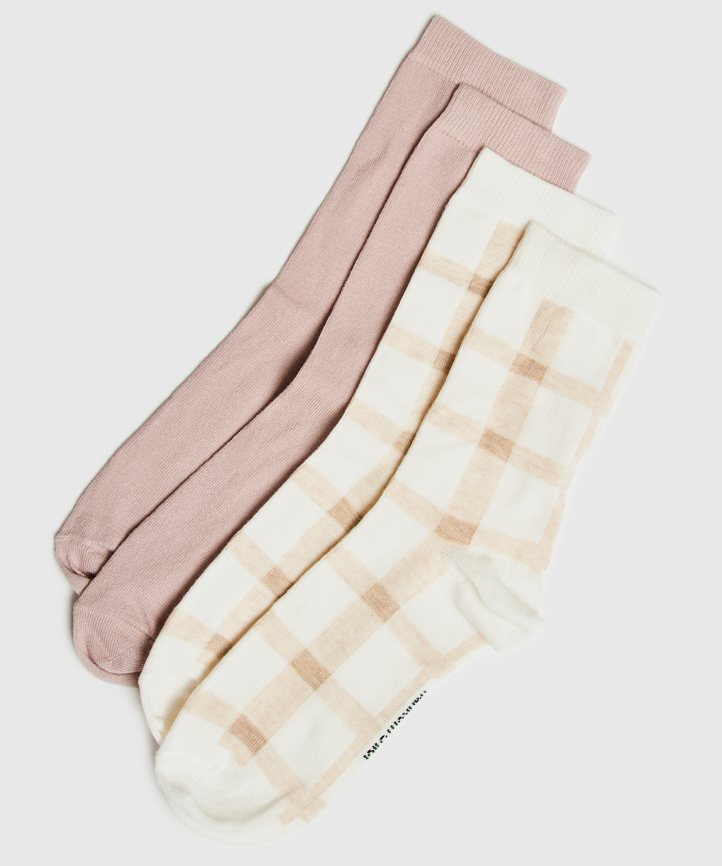 2 Par Bomullsstrumpor, Svart, main