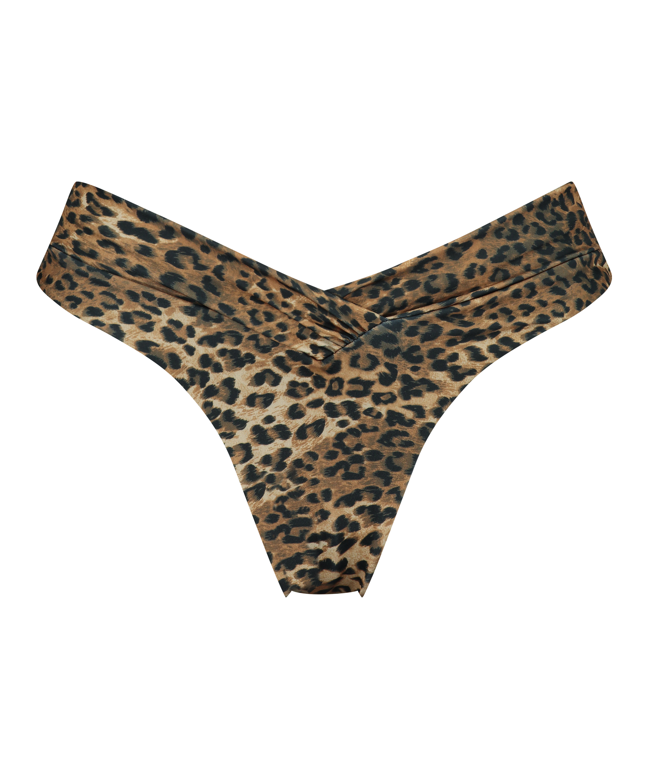 Leopard högt skuren bikiniunderdel, Brun, main