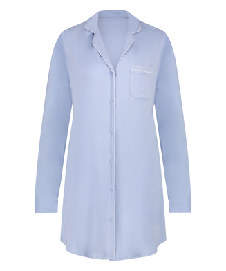 Långärmad skjortklänning i jersey Essential, blå