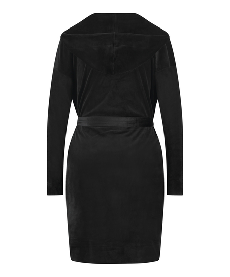 Kort badrock i velours, Svart