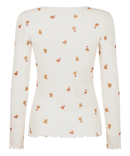 L&aring;ng&auml;rmad pyjamastopp Pointelle, Vit