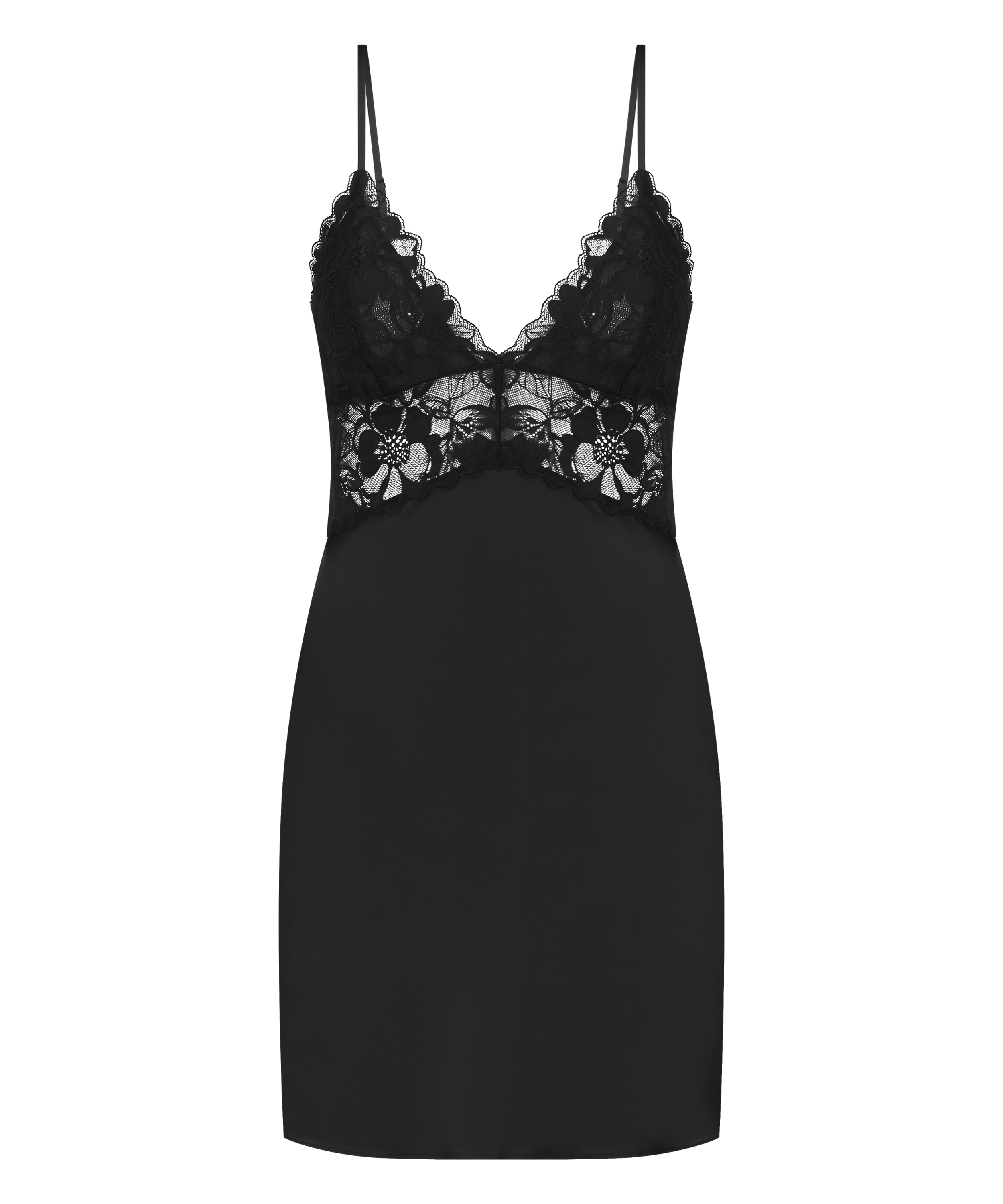 Underklänning i Satin, Svart, main