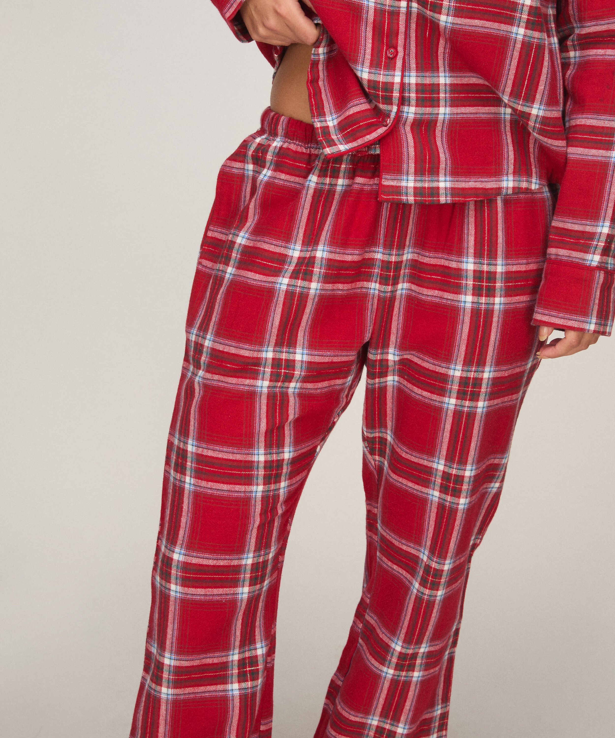 Pyjamasbyxori flanell, Röd