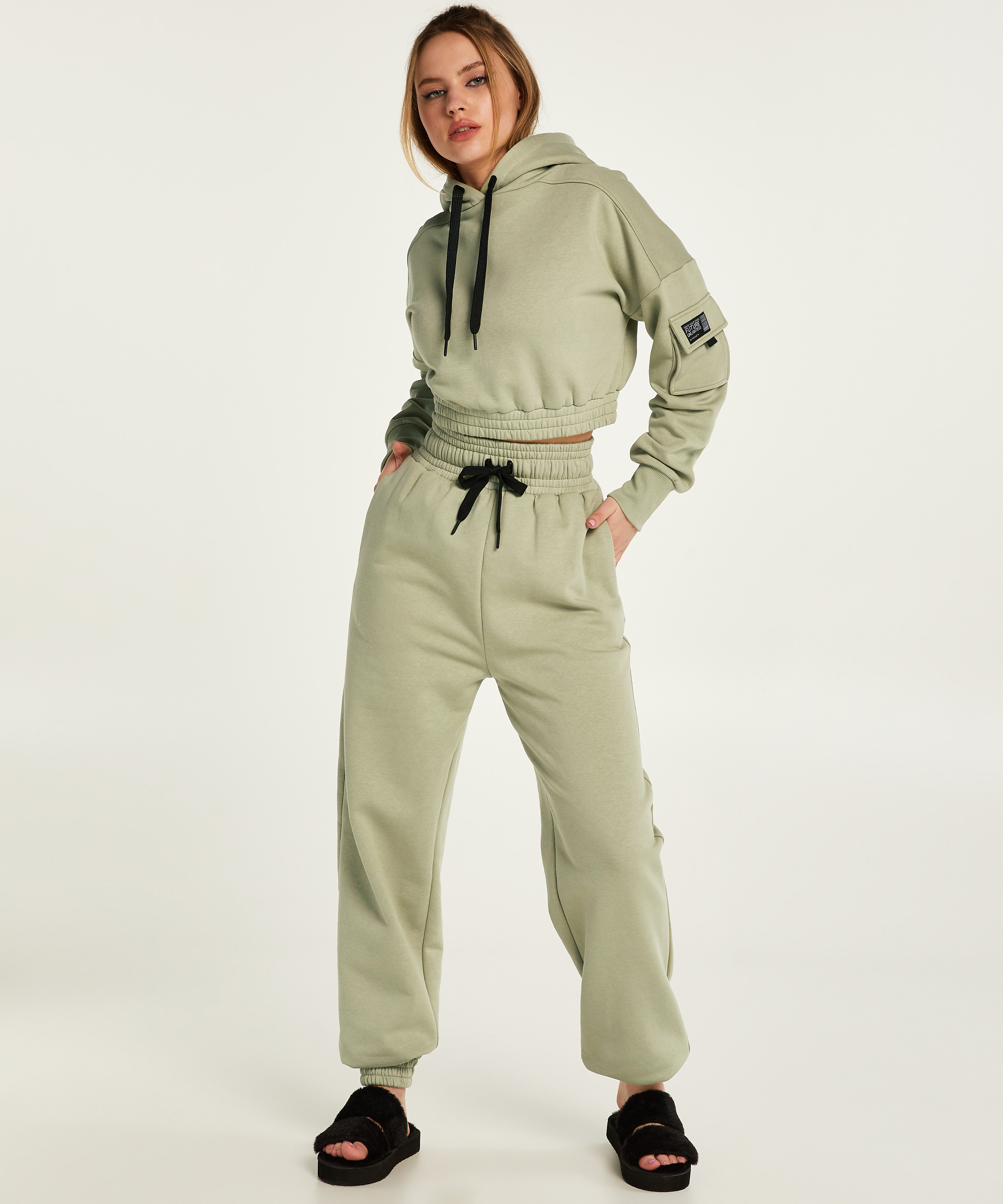 Cropped Hoodie Sweat Kim Petras, Grön, main