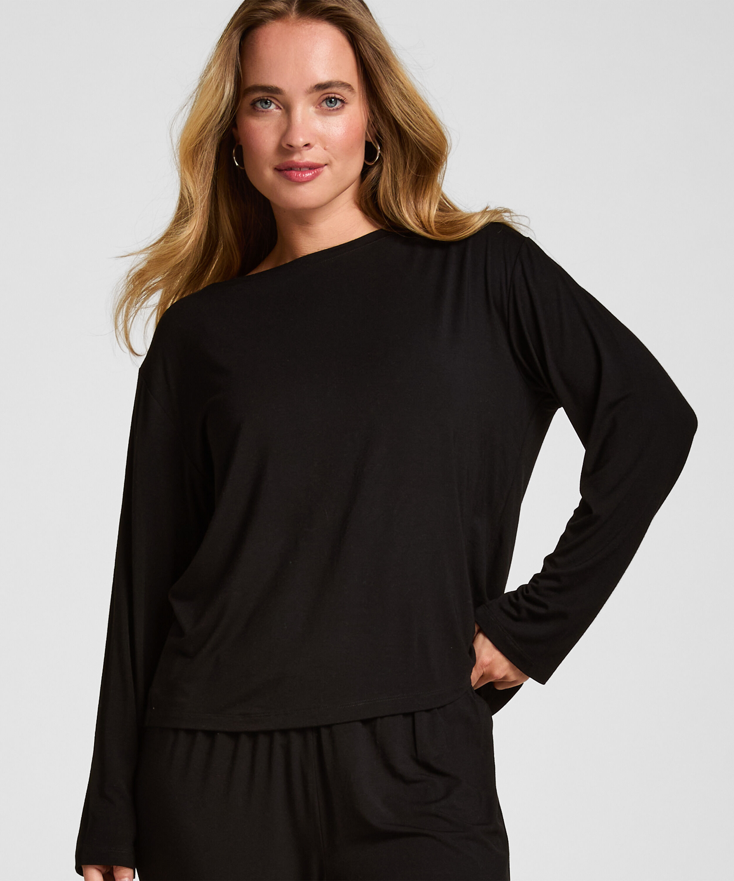 Pyjamaströja Långärmad Jersey, Svart Pyjamaströja Långärmad Jersey, Svart