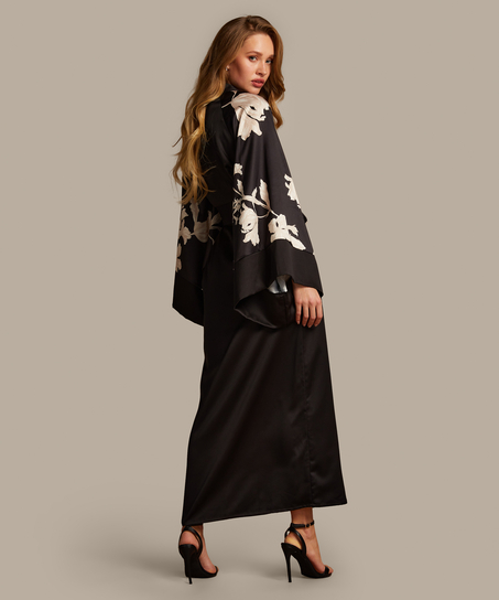Bloom satin-kimono, Svart