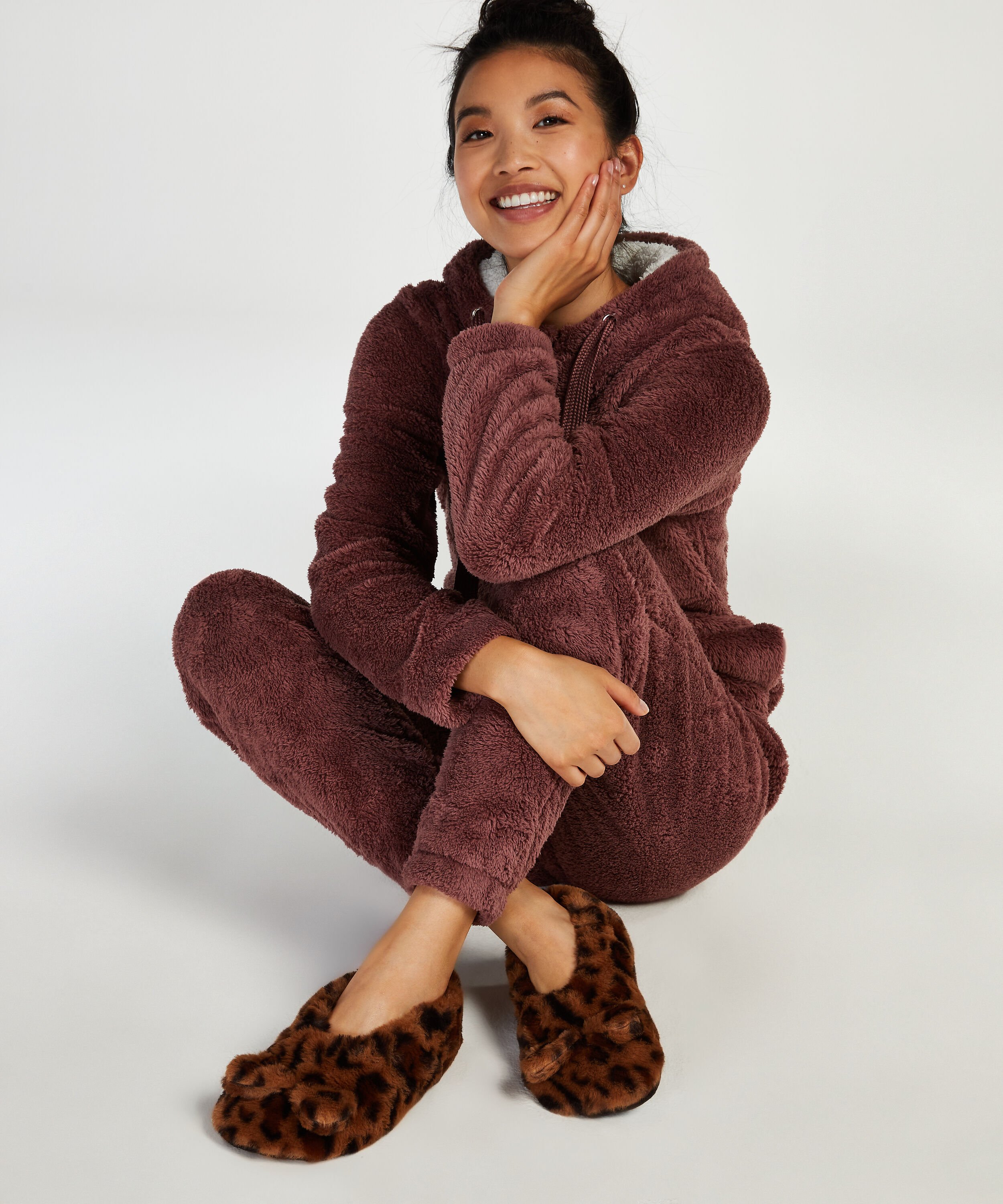 Ballerinatofflor Leopard, Brun