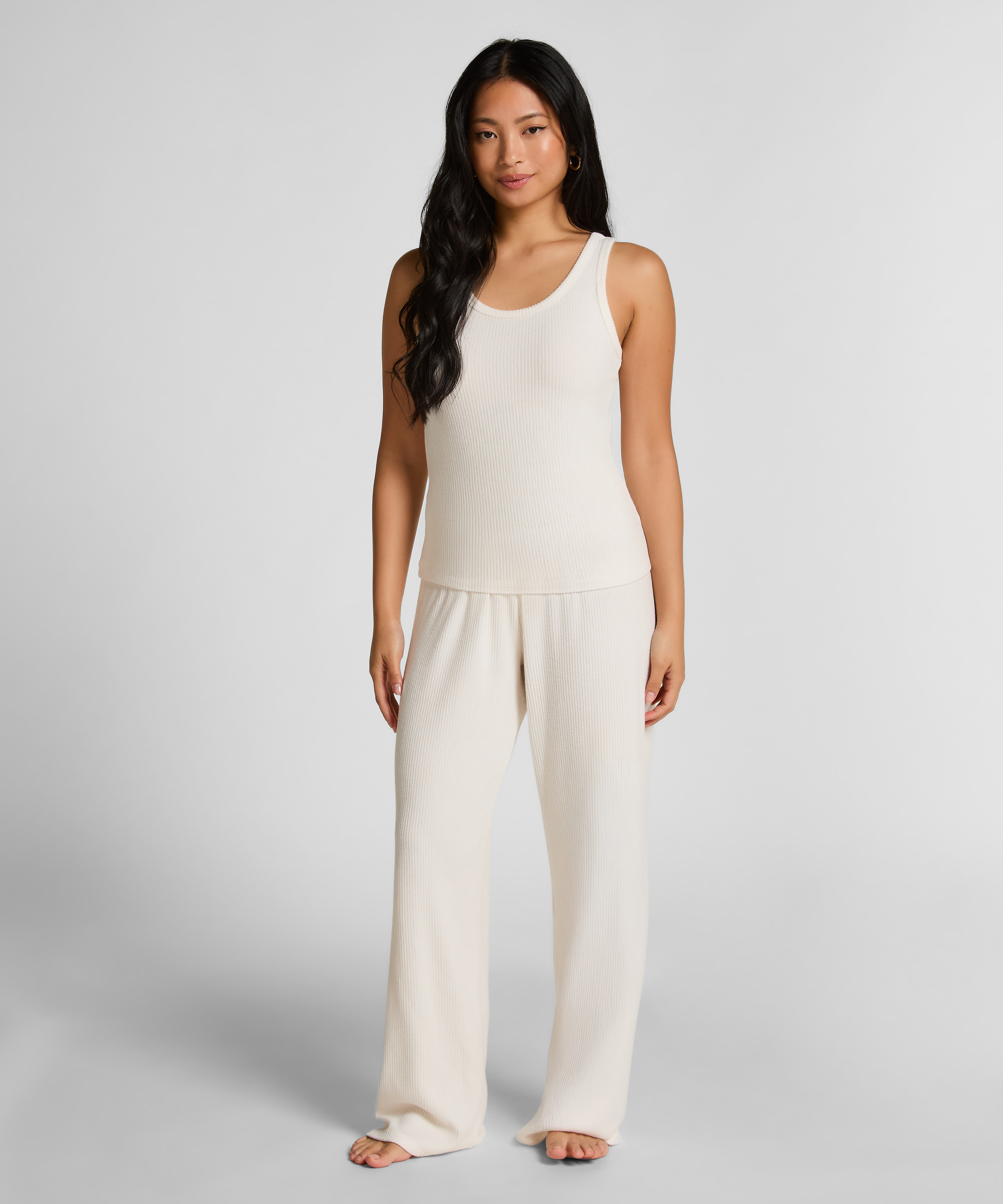 Linne i borstad jerseyribb, Vit, main