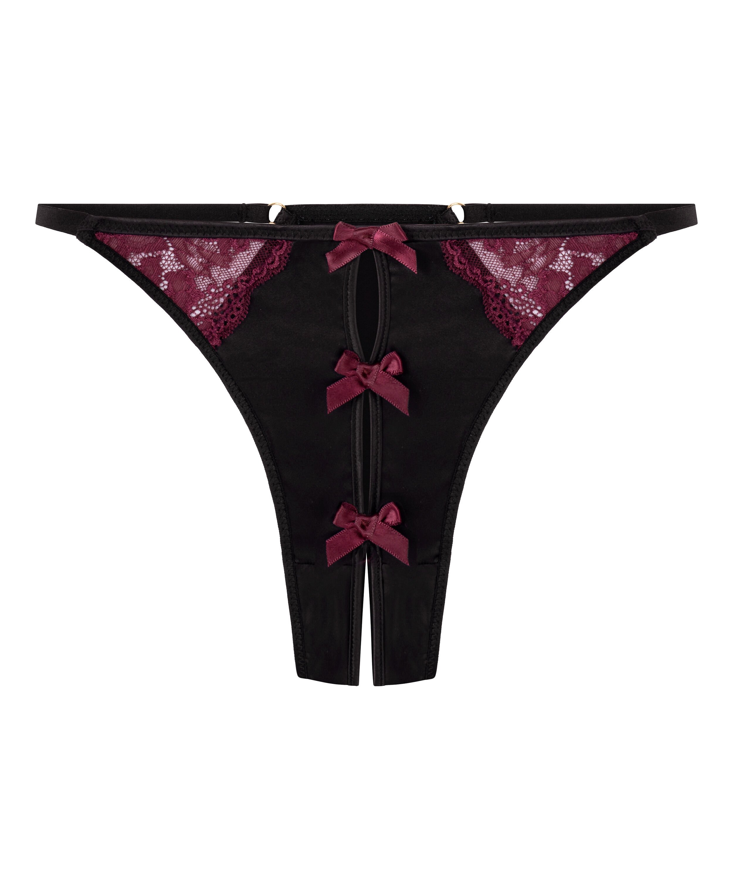 Ambra h&ouml;gt skuren stringtrosa, Svart