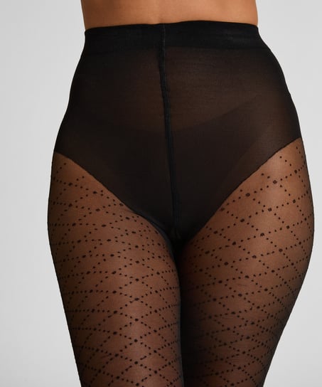 Tights 30 Denier tryck, Svart