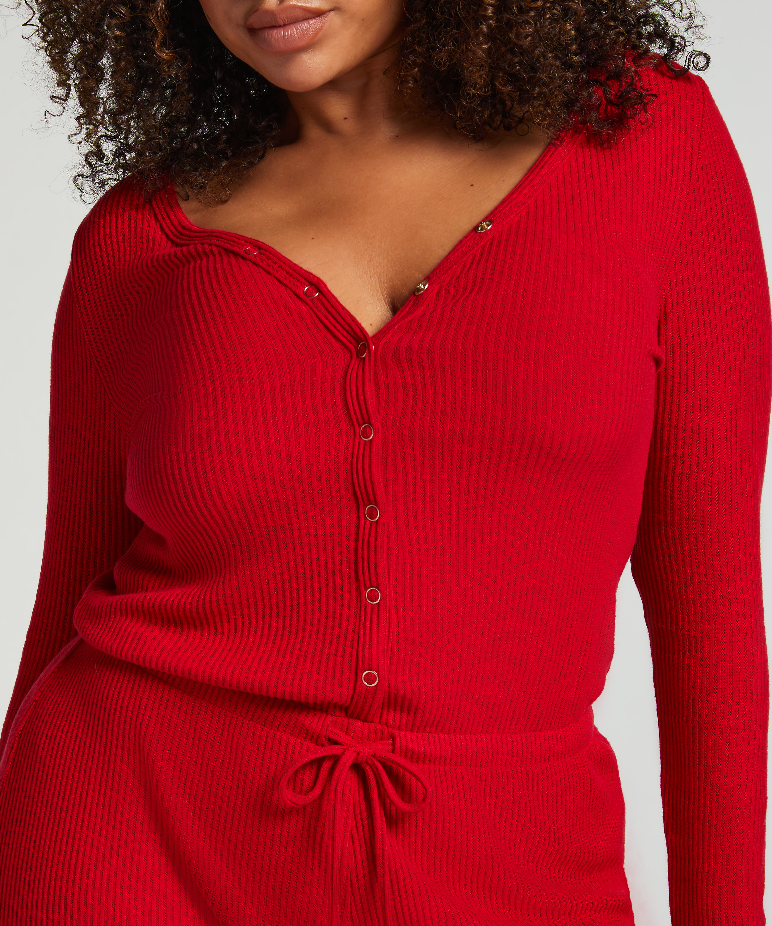 Borstad kort pyjamas, Röd, main