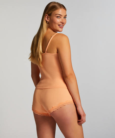 Shorts i ribbad spets, Rosa