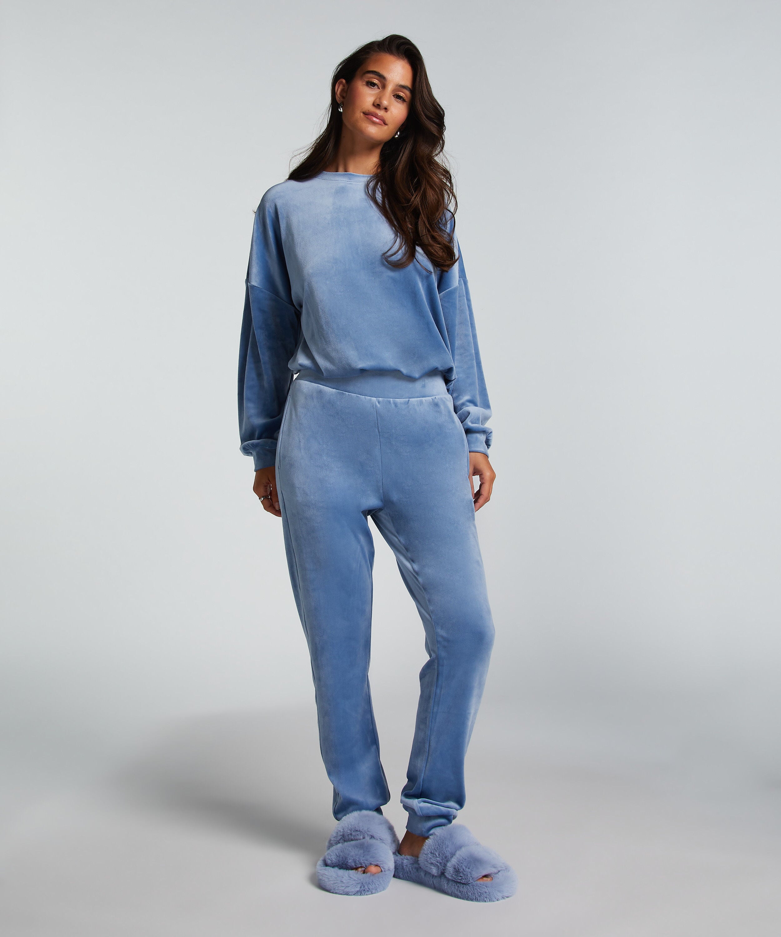 Joggingbyxor Velour, Blå