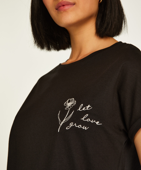 Nattskjorta med rund hals, Svart