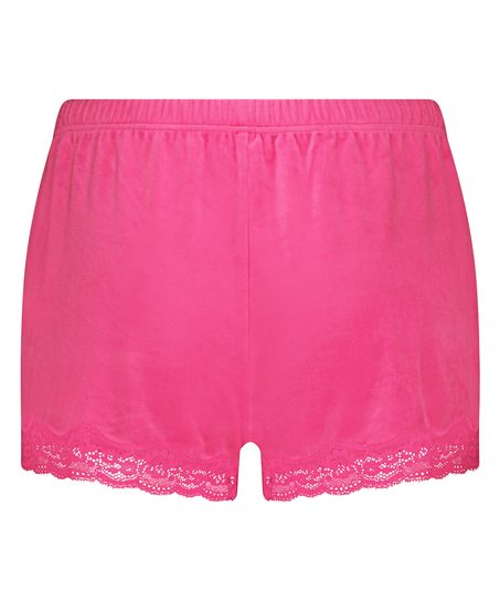 Velour- och spetsshort, Rosa