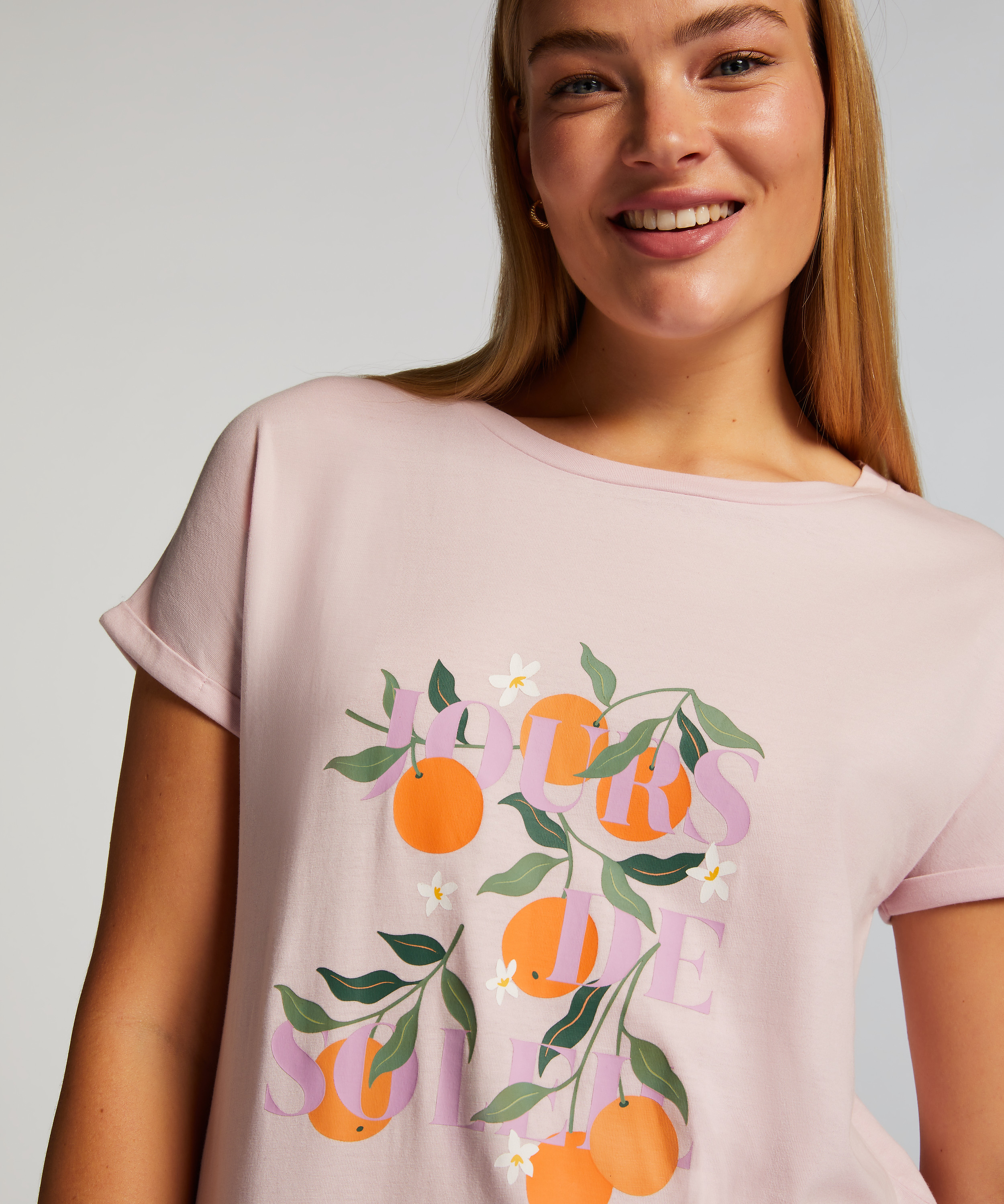 Nattskjorta med rund hals, Rosa, main