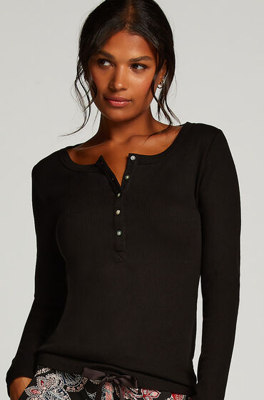 Hunkemöller Pyjamastopp med långa ärmar Svart