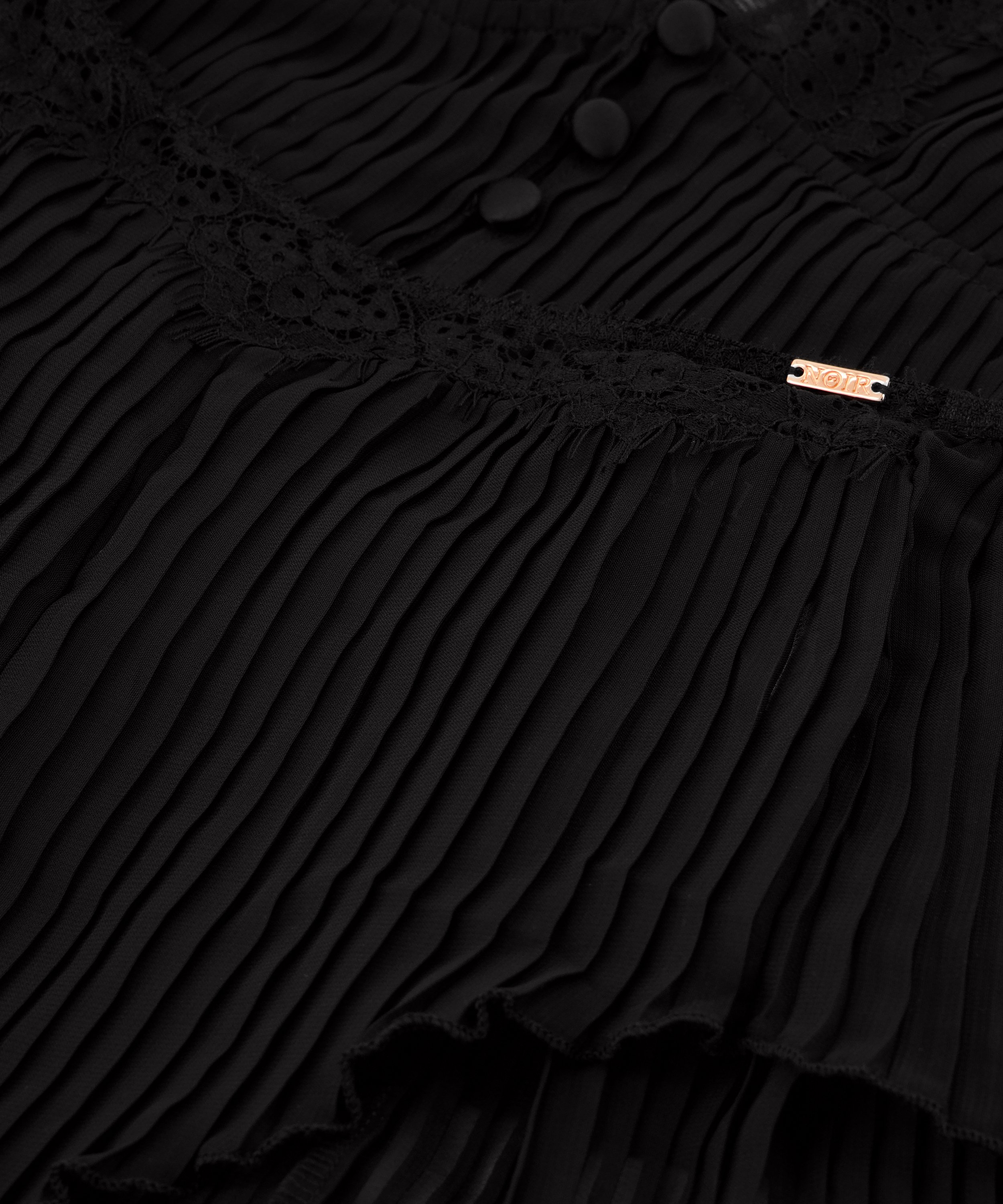 Chiffon plissé linneset, Svart, main