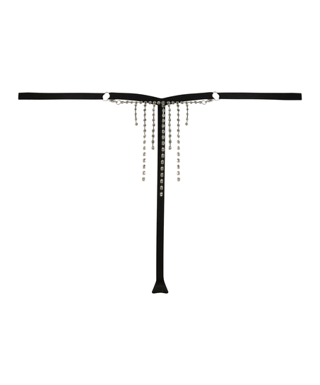 Samantha h&ouml;gt skuren stringtrosa, Svart