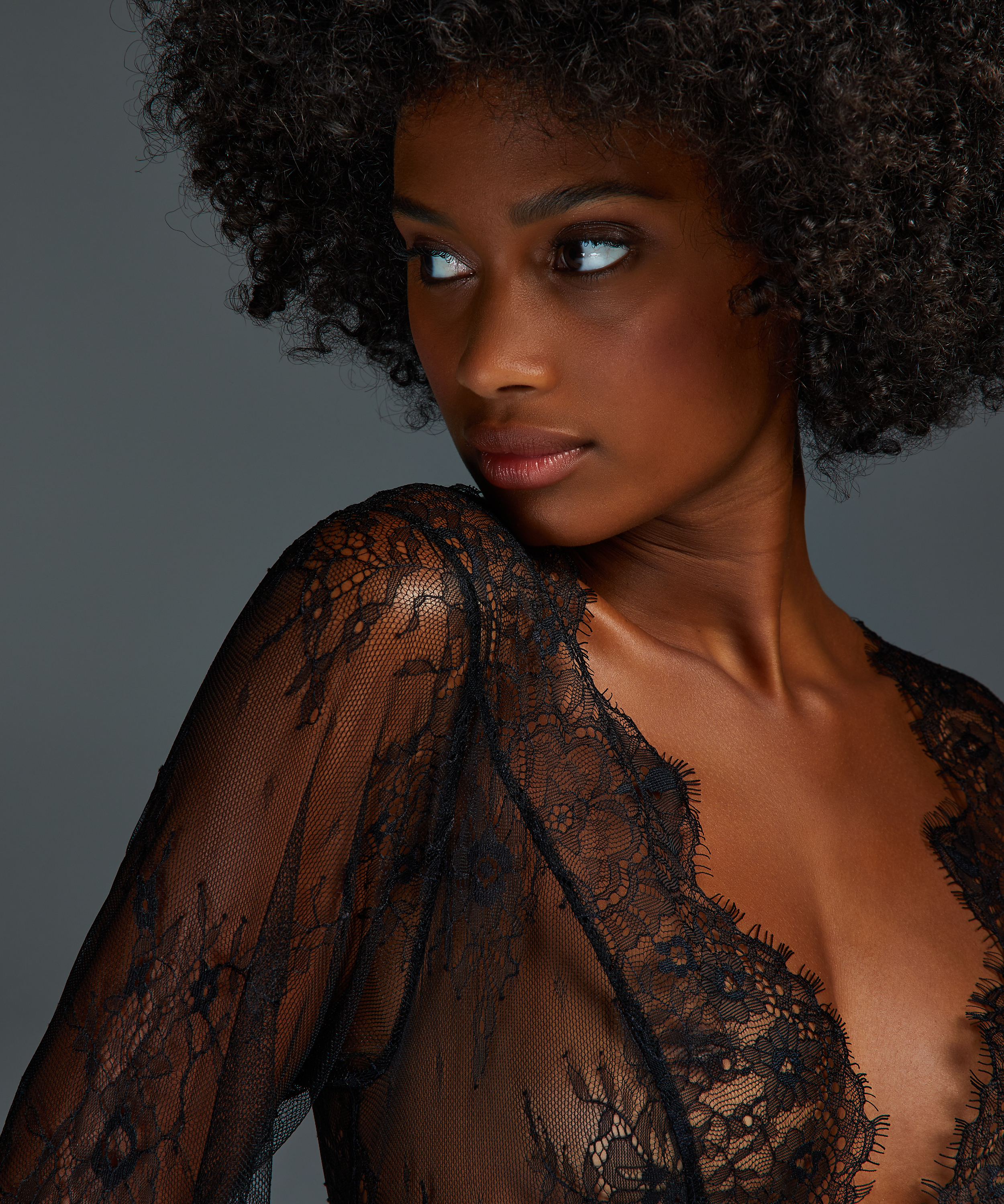 Topp i heltäckande spets, Svart, main