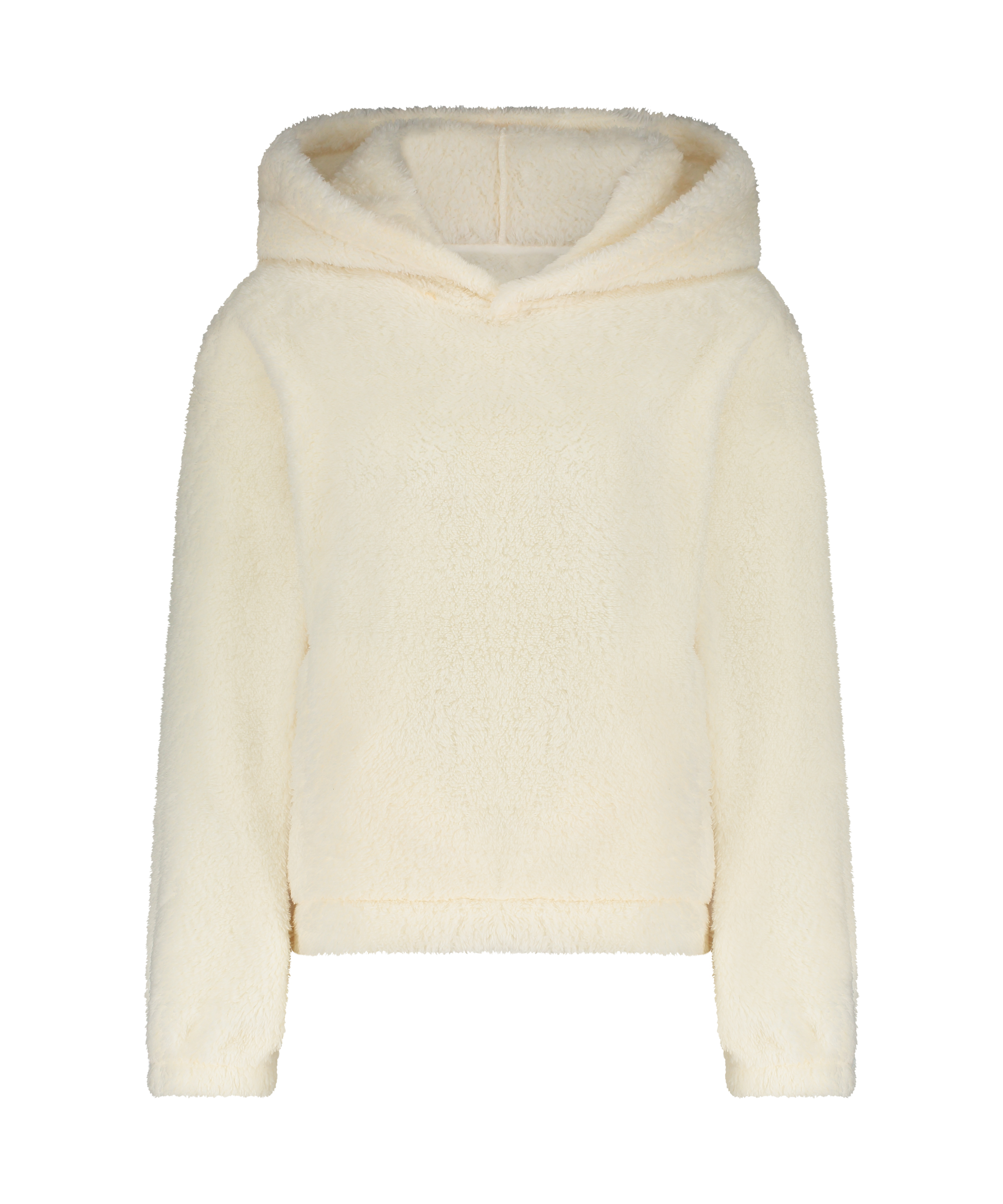 Mysig hoodie i fleece, Vit, main