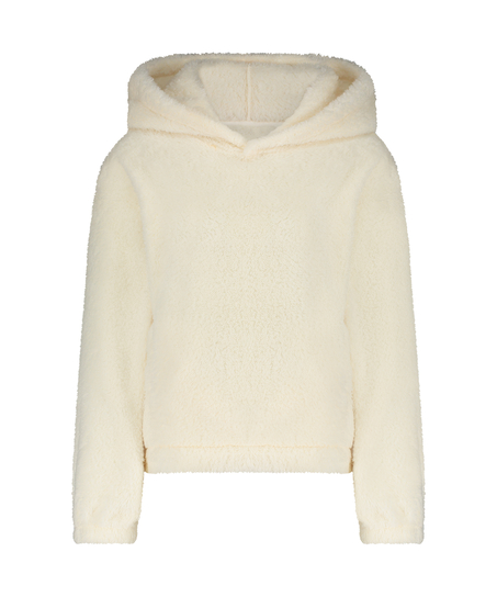 Mysig hoodie i fleece, Vit