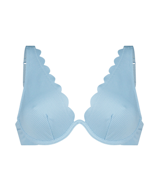 Scallop icke-formpressad bikiniöverdel med bygel, blå