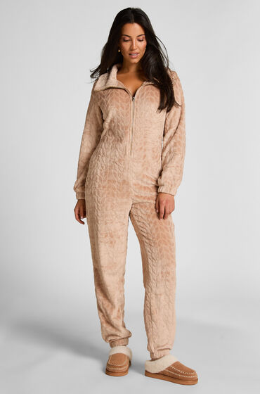 Hunkemöller Kabelstickad onesie med dragkedja Beige