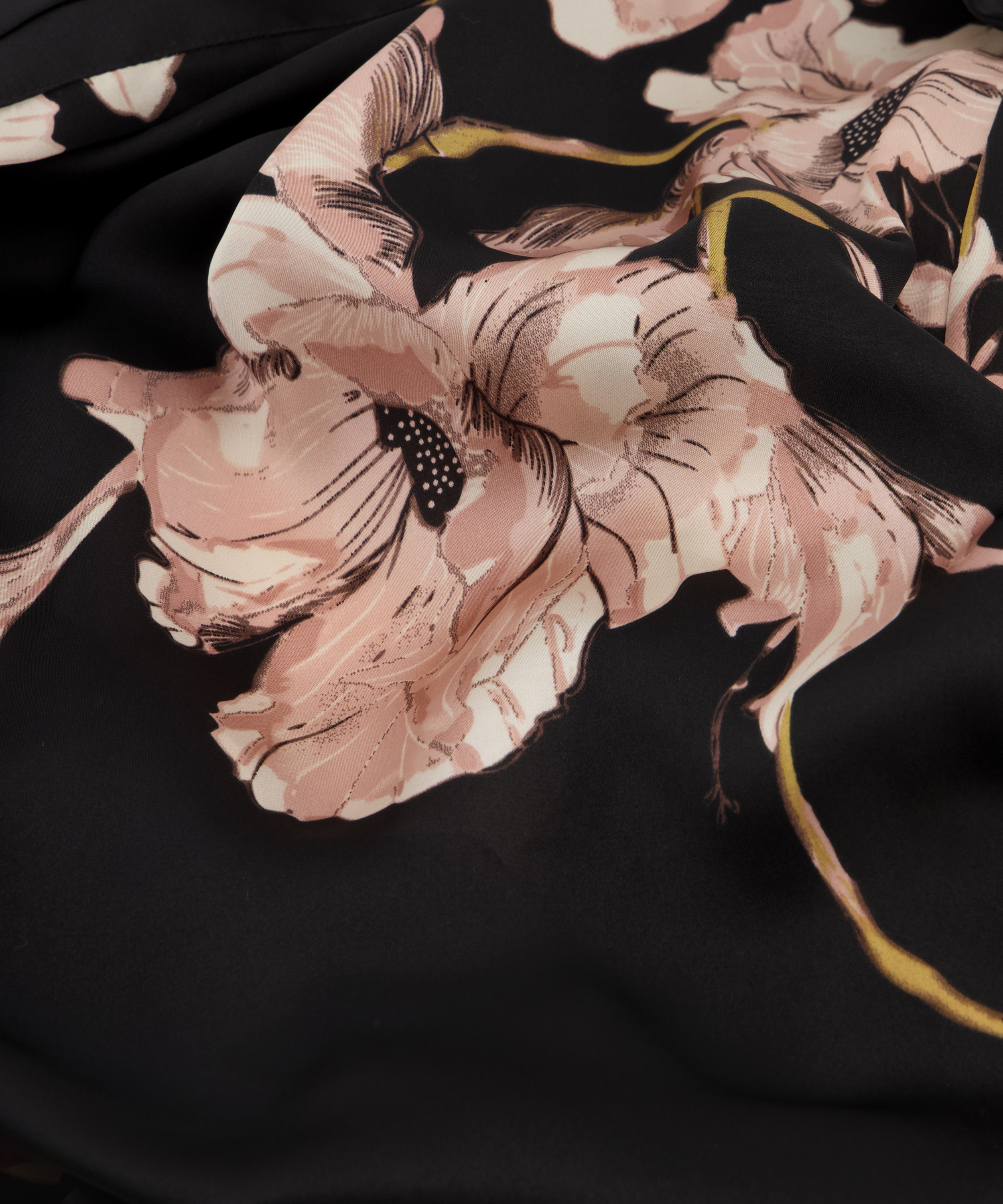 Bloom satin-kimono, Svart, main