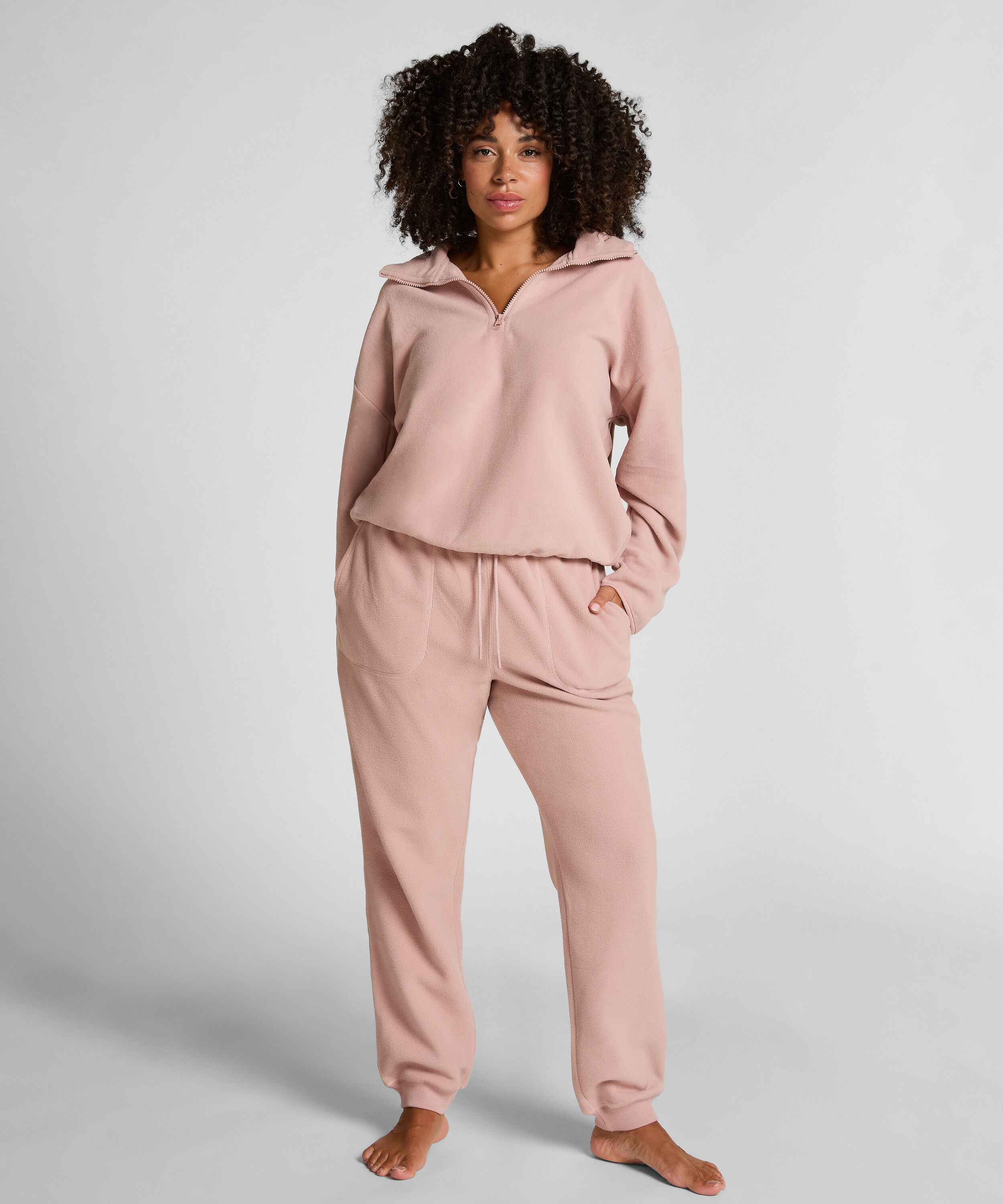 Sportig joggingbyxa i fleece, Rosa