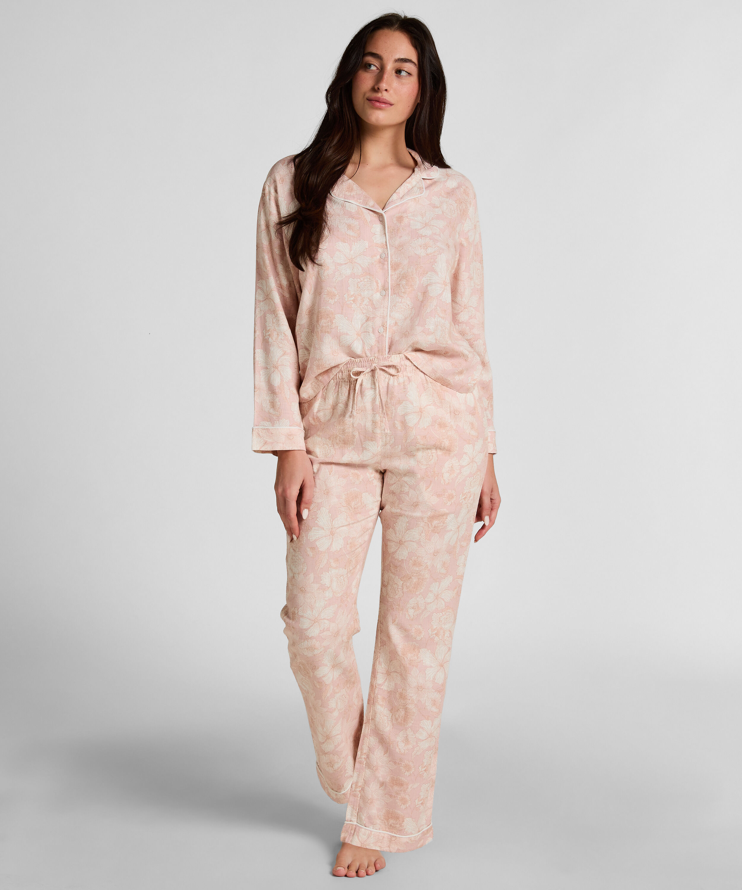 Flower Linen Byxor, Rosa Flower Linen Byxor, Rosa