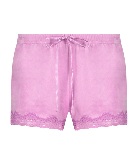 Shorts i sammet och spets, Rosa