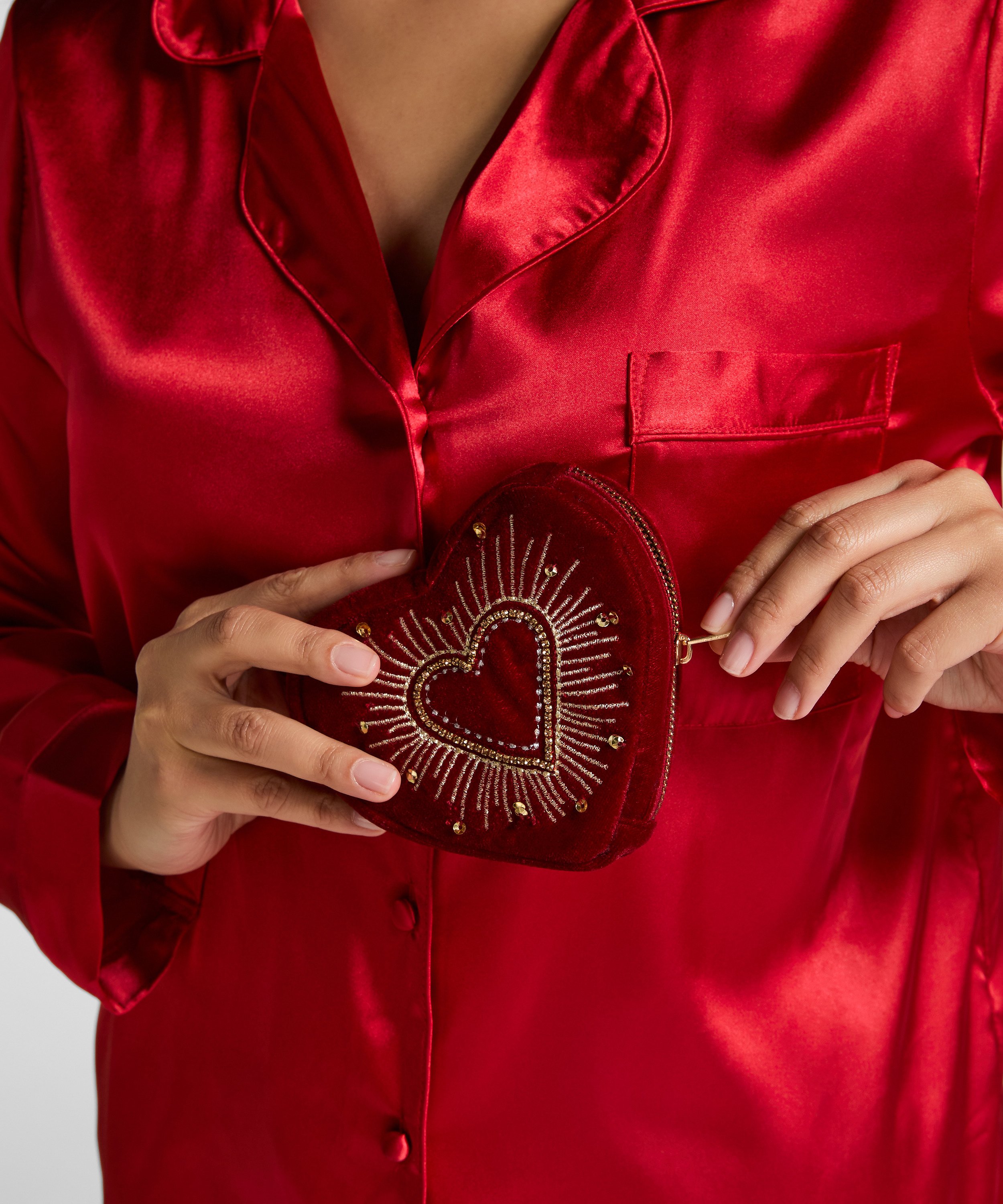 Hjärtformad plånbok med dragkedja, Röd, main