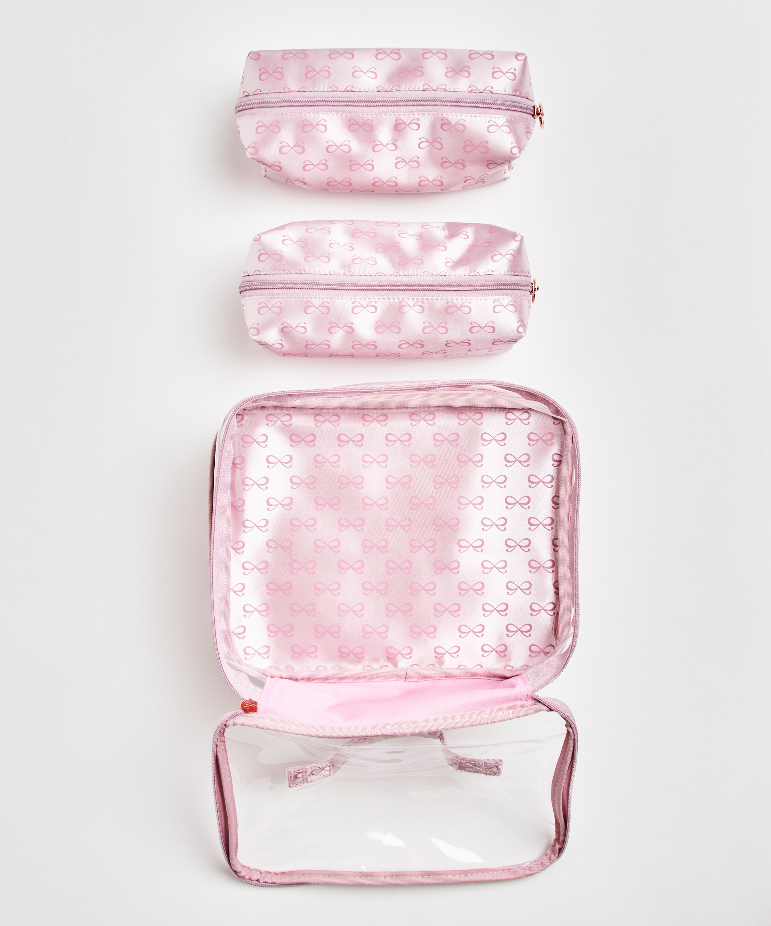 3-pack makeupväska, Rosa, main